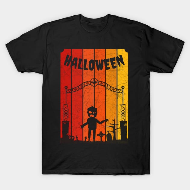 Vintage Retro Distressed Halloween Zombie Scary Costume T-Shirt by heidiki.png